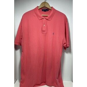 POLO RALPH LAUREN Classic Fit Solid Pink Short Sleeve Polo Shirt, Size XL